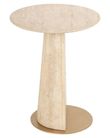 Kibo Beige Travertine Marble Round End Table