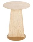 Kibo Beige Travertine Marble Round End Table