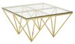Clearance - Kelley Glass Top and Gold Spike Base Coffee Table - FSS15735