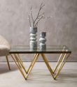 Clearance - Kelley Glass Top and Gold Spike Base Coffee Table - FSS15735