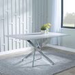 Clearance - Chopstick Grey Glass and Chrome Metal Dining Set - Jamison Beige Faux Leather Dining Chair