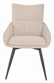 Palma Walnut Oval Dining Set - Ace Beige Fabric Swivel Dining Chair