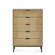 Sia Ribbed Oak 5 Drawer Chest