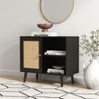 Clearance - Ferrero Black and Woven Rattan 1 Door Cabinet