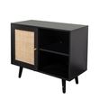Clearance - Ferrero Black and Woven Rattan 1 Door Cabinet