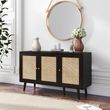 Clearance - Ferrero Black and Woven Rattan 3 Door Medium Sideboard - 120cm