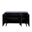 Clearance - Ferrero Black and Woven Rattan 3 Door Medium Sideboard - 120cm