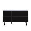 Clearance - Ferrero Black and Woven Rattan 3 Door Medium Sideboard - 120cm