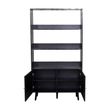 Clearance - Ferrero Black and Woven Rattan Open Shelving Unit with Cupboard