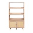 Clearance - Ferrero Natural and Woven Rattan Open Shelving Unit with Cupboard