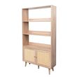 Clearance - Ferrero Natural and Woven Rattan Open Shelving Unit with Cupboard