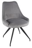 Alpha White Ceramic Extending Dining Set - Arctic Grey Velvet Fabric Swivel Dining Chair