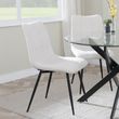 Merlin White Ceramic Dining Set - Corona Beige Fabric Dining Chair