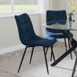 Hayden White Ceramic Extending Dining Set - Corona Blue Fabric Dining Chair