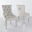 Naples White Marble Dining Set - Knocker Back Champagne Velvet Fabric Dining Chair with Chrome Legs