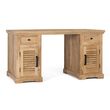 Jaylene Louvered Mango Wood Double Pedestal Desk