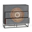 Lytton Grey Carved Mango Wood 3 Drawer Chest