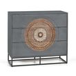 Lytton Grey Carved Mango Wood 3 Drawer Chest