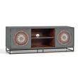 Lytton Grey Carved Mango Wood 2 Door TV Unit