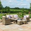 Maze Winchester Natural Rattan 6 Seater Rising Table with Ice Bucket Garden Dining Sofa Set