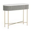 Isabella Grey 100cm Fluted Console Table with White Marble Top