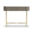 Isabella Grey 100cm Fluted Console Table with White Marble Top