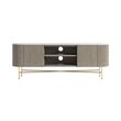 Isabella Grey 150cm Fluted Curved Storage TV Unit with White Marble Top