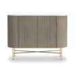 Isabella Grey Fluted Small 2 Door Curved Sideboard with White Marble Top - 100cm