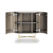 Isabella Grey Fluted Mini 2 Door Curved Sideboard with White Marble Top - 65cm