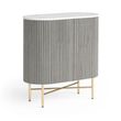 Isabella Grey Fluted Mini 2 Door Curved Sideboard with White Marble Top - 65cm