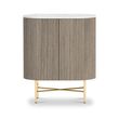 Isabella Grey Fluted Mini 2 Door Curved Sideboard with White Marble Top - 65cm