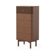 Soho Dark Oak 5 Drawer Slatted Tallboy Chest