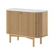 Soho Oak 2 Door Slatted Small Sideboard - White Marble Top