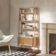 Soho Oak 2 Door Slatted Bookcase - White Marble Top