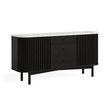 Soho Black 2 Door Slatted Medium Sideboard with White Marble Top - 140cm