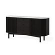 Soho Black 2 Door Slatted Medium Sideboard with White Marble Top - 140cm