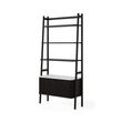 Soho Black 2 Door Slatted Bookcase - White Marble Top