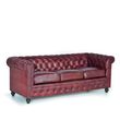 Angwin Brown Leather Chester 3 Seater Sofa