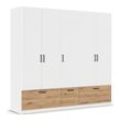 Rauch Bari 226cm 5 Door Wardrobe with Drawers - Alpine White and Artisan Oak