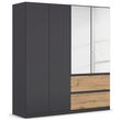 Rauch Costa 181cm 4 Door Combi Wardrobe - Metallic Dark Grey and Artisan Oak