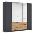 Rauch Davoa 226cm 5 Door Combi Wardrobe - Metallic Dark Grey and Artisan Oak