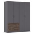 Rauch Koda 181cm 4 Door Wardrobe with RHF Drawers - Metallic Dark Grey