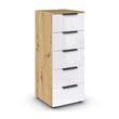 Rauch Flipp 5 Drawer Tall Chest with Adjustable Height - Artisan Oak and White Glass