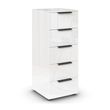 Rauch Flipp 5 Drawer Tall Chest with Adjustable Height - Alpine White and White Glass