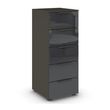 Rauch Flipp 5 Drawer Tall Chest with Adjustable Height - Graphite and Basalt Glass