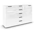 Rauch Flipp 2 Door Sideboard with Adjustable Height - 180cm - Alpine White and White Glass