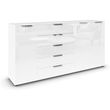 Rauch Flipp 3 Door Sideboard with Adjustable Height - 199cm - Alpine White and White Glass