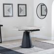 Carrara 4-6 Seater Grey Ceramic Round Swivel Motion Extending Dining Table with Black Pedestal Base - 135cm