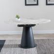 Carrara 4-6 Seater Grey Ceramic Round Swivel Motion Extending Dining Table with Black Pedestal Base - 135cm