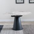 Carrara 4-6 Seater Grey Ceramic Round Swivel Motion Extending Dining Table with Black Pedestal Base - 135cm